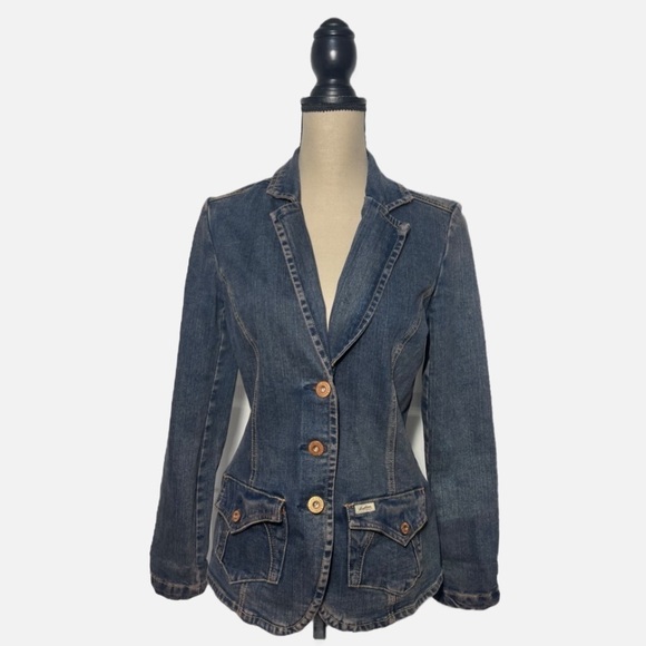 Levi Strauss Signature Y2K Vintage Grunge Blue Jean Jacket Womens size M - Picture 2 of 11